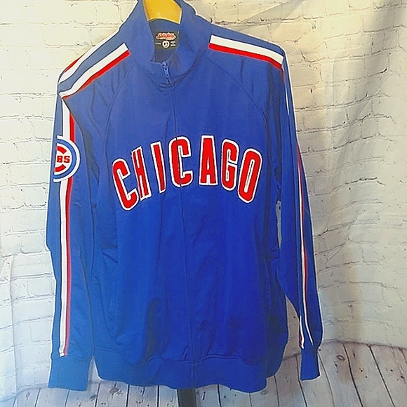 Old School Vintage Chicago Cubs Blue Zip up Jacket Men's XL Blue, - Picture 2 of 5